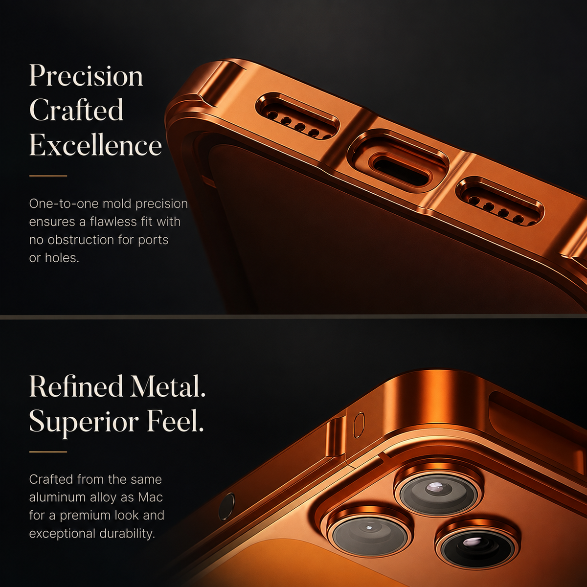 Premium iPhone Case Aluminum Alloy Metal Bumper Shockproof Protective Cover Rugged Mechanical Frame Heavy Duty Reinforced Corners Slim Cyberpunk Design