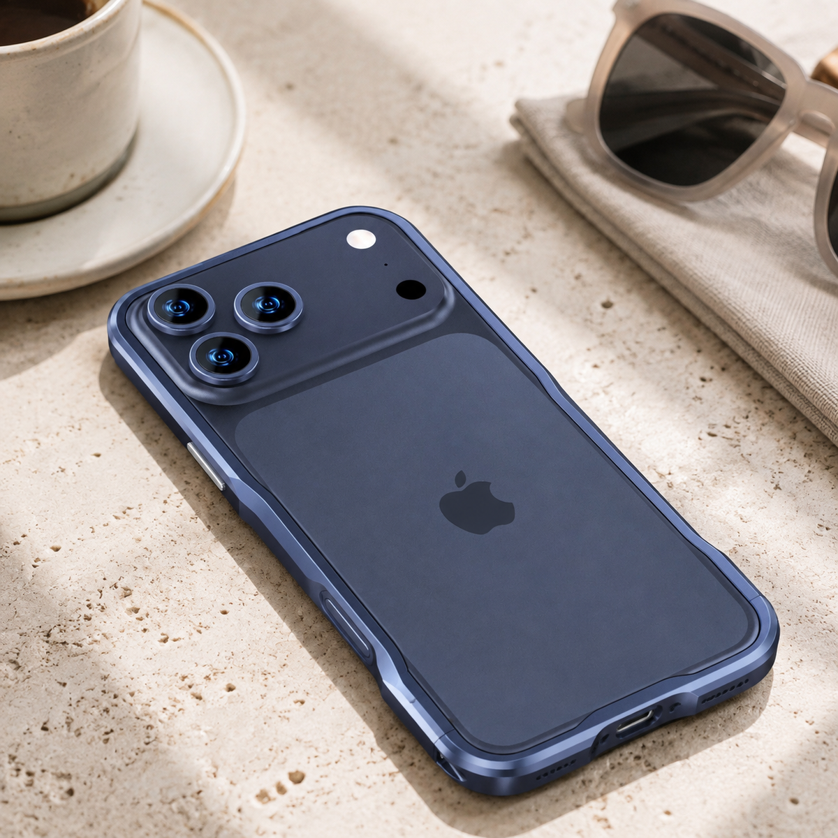 Premium iPhone Case Aluminum Alloy Metal Bumper Slim Backless Frame 4 Corner Shockproof Reinforced Edge Protection Lightweight Minimalist Cover Case