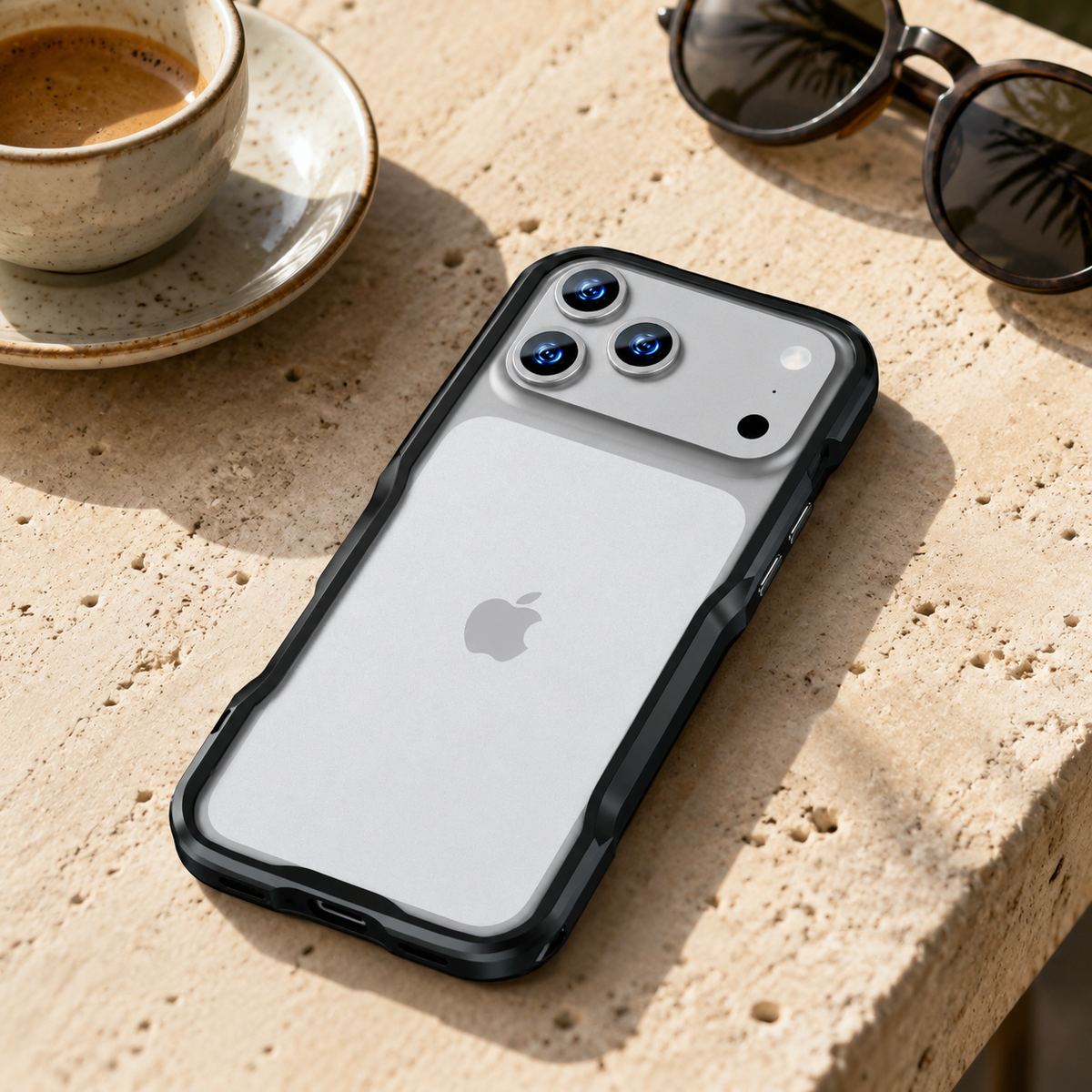 Premium iPhone Case Aluminum Alloy Metal Bumper Slim Backless Frame 4 Corner Shockproof Reinforced Edge Protection Lightweight Minimalist Cover Case