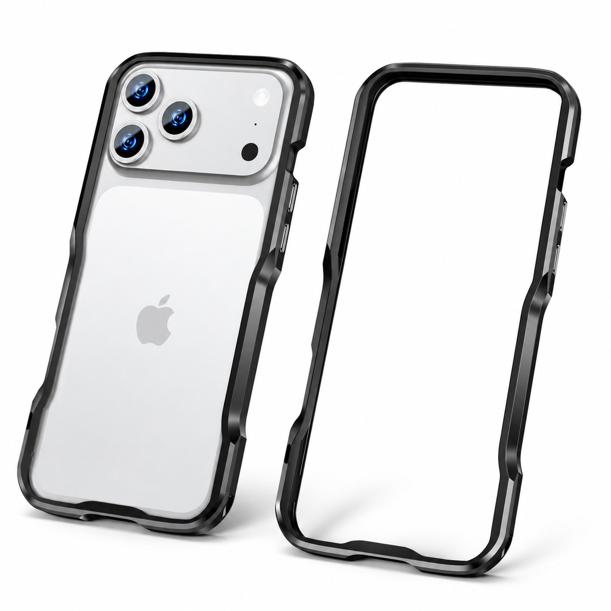 Premium iPhone Case Aluminum Alloy Metal Bumper Slim Backless Frame 4 Corner Shockproof Reinforced Edge Protection Lightweight Minimalist Cover Case
