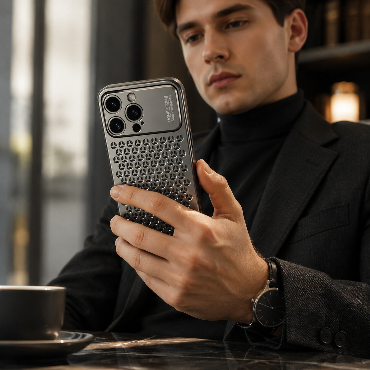 Premium iPhone Case Aluminum Alloy Metal Frame Breathable Back Protective Cover Ultra Thin Anti Scratch Anti Fingerprint Slim Lightweight Heat Dissipation