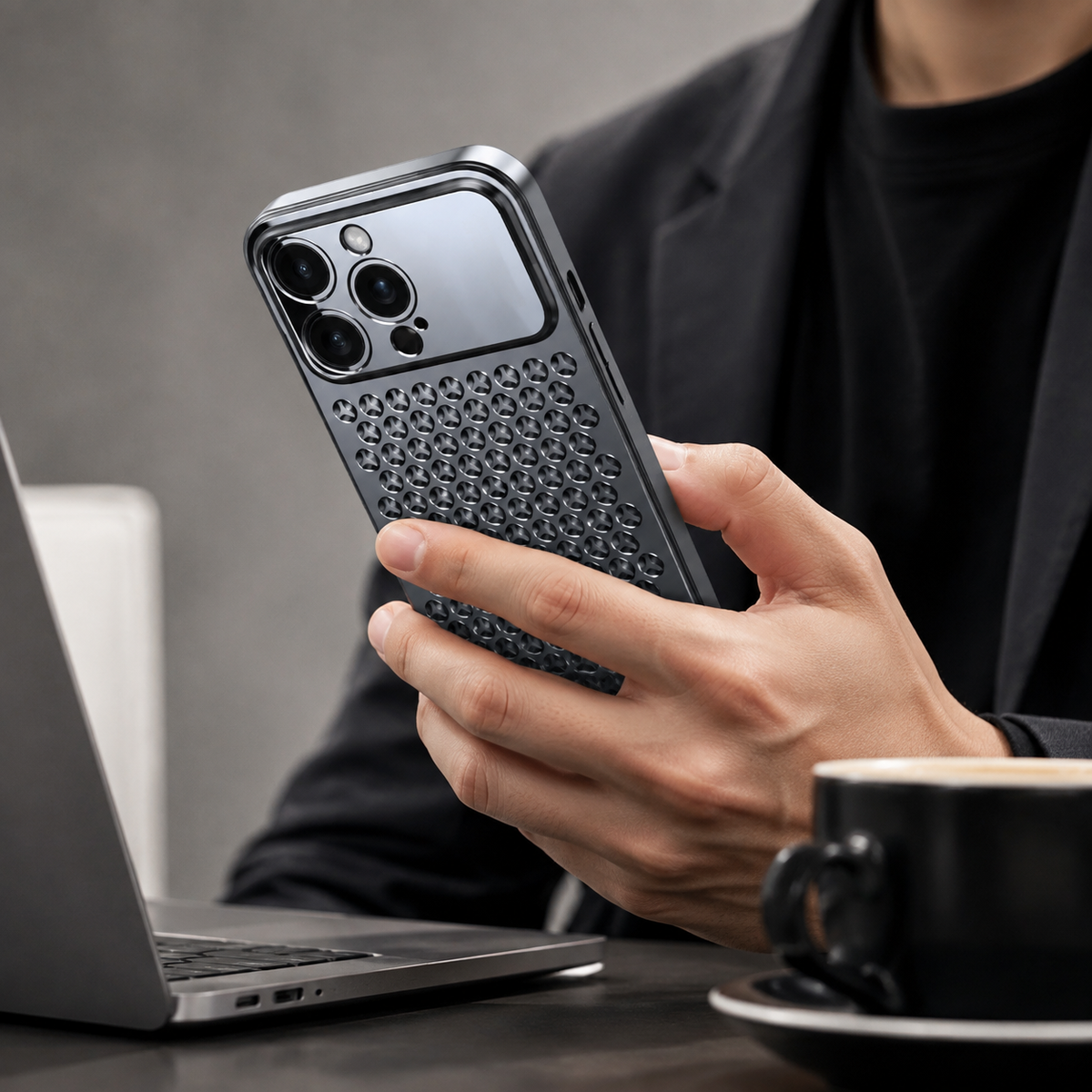 Premium iPhone Case Aluminum Alloy Metal Frame Breathable Back Protective Cover Ultra Thin Anti Scratch Anti Fingerprint Slim Lightweight Heat Dissipation