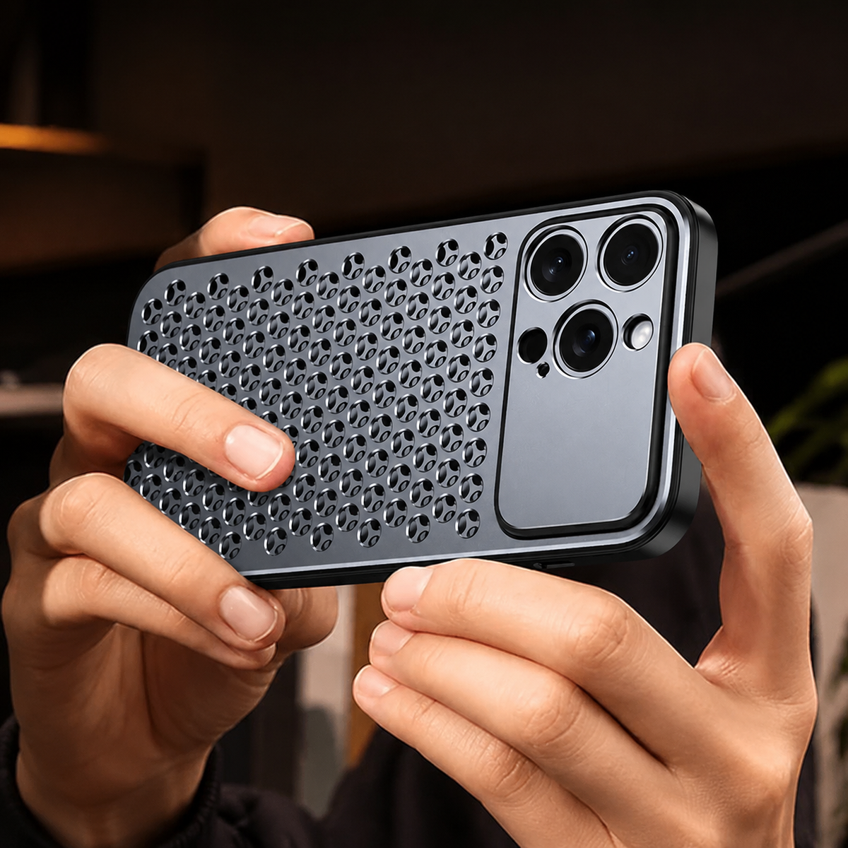Premium iPhone Case Aluminum Alloy Metal Frame Breathable Back Protective Cover Ultra Thin Anti Scratch Anti Fingerprint Slim Lightweight Heat Dissipation