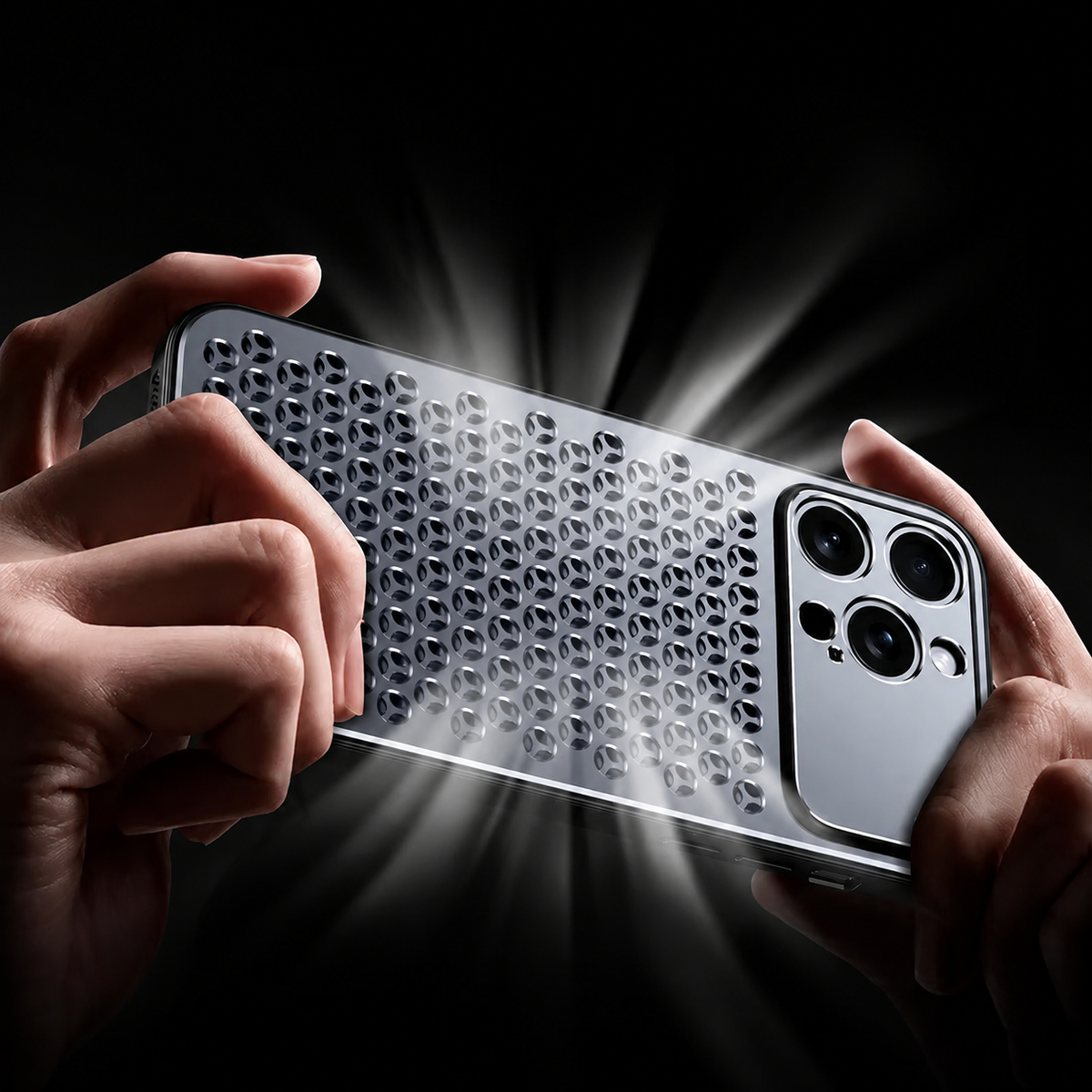Premium iPhone Case Aluminum Alloy Metal Frame Breathable Back Protective Cover Ultra Thin Anti Scratch Anti Fingerprint Slim Lightweight Heat Dissipation