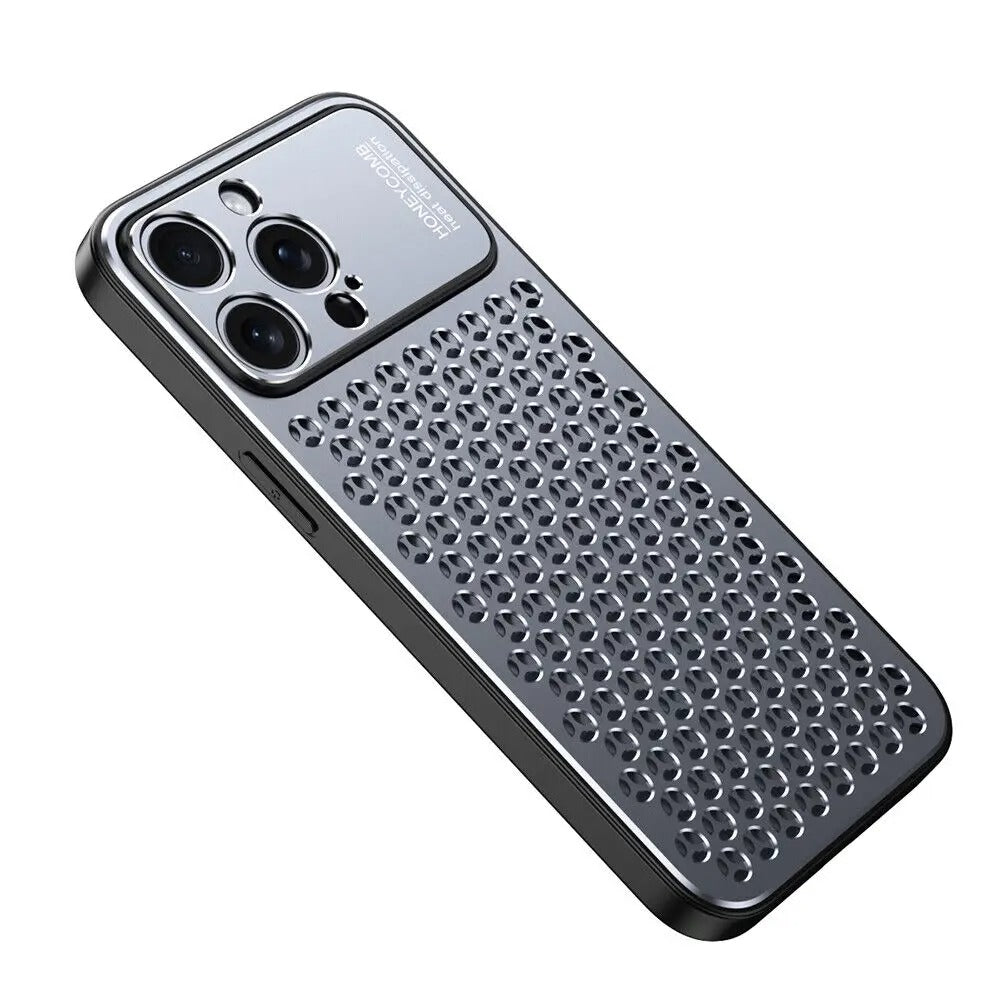Premium iPhone Case Aluminum Alloy Metal Frame Breathable Back Protective Cover Ultra Thin Anti Scratch Anti Fingerprint Slim Lightweight Heat Dissipation