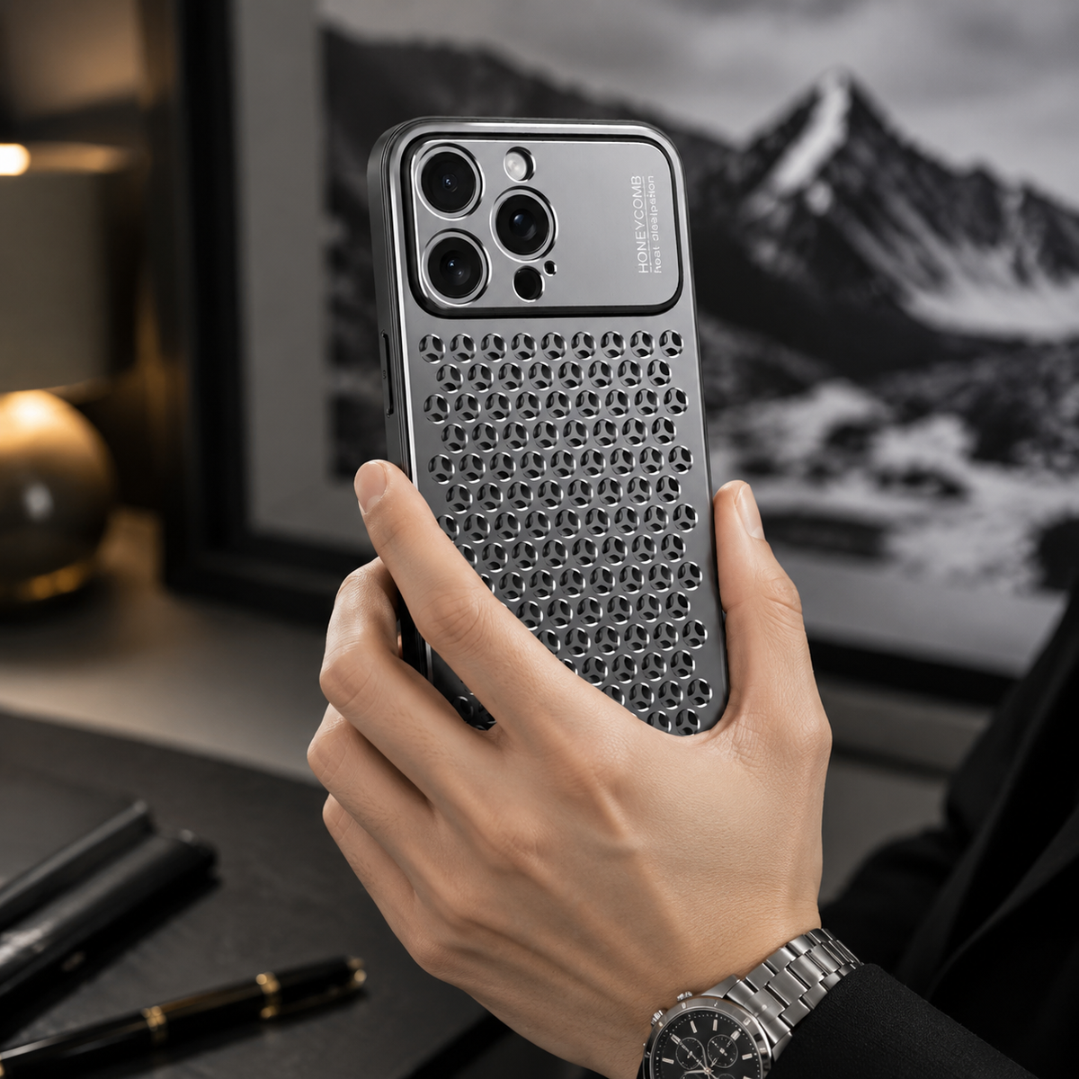 Premium iPhone Case Aluminum Alloy Metal Frame Breathable Back Protective Cover Ultra Thin Anti Scratch Anti Fingerprint Slim Lightweight Heat Dissipation