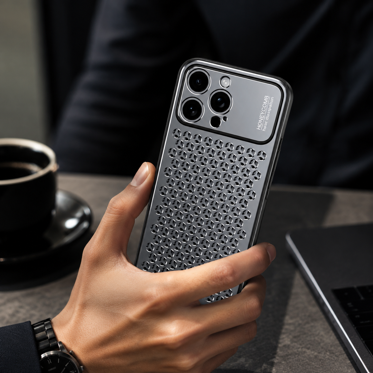 Premium iPhone Case Aluminum Alloy Metal Frame Breathable Back Protective Cover Ultra Thin Anti Scratch Anti Fingerprint Slim Lightweight Heat Dissipation