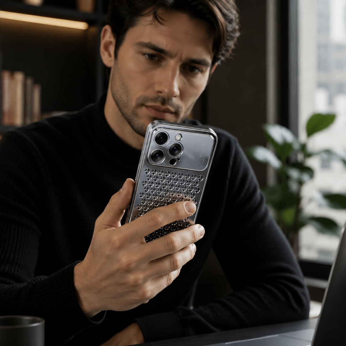 Premium iPhone Case Aluminum Alloy Metal Frame Breathable Back Protective Cover Ultra Thin Anti Scratch Anti Fingerprint Slim Lightweight Heat Dissipation