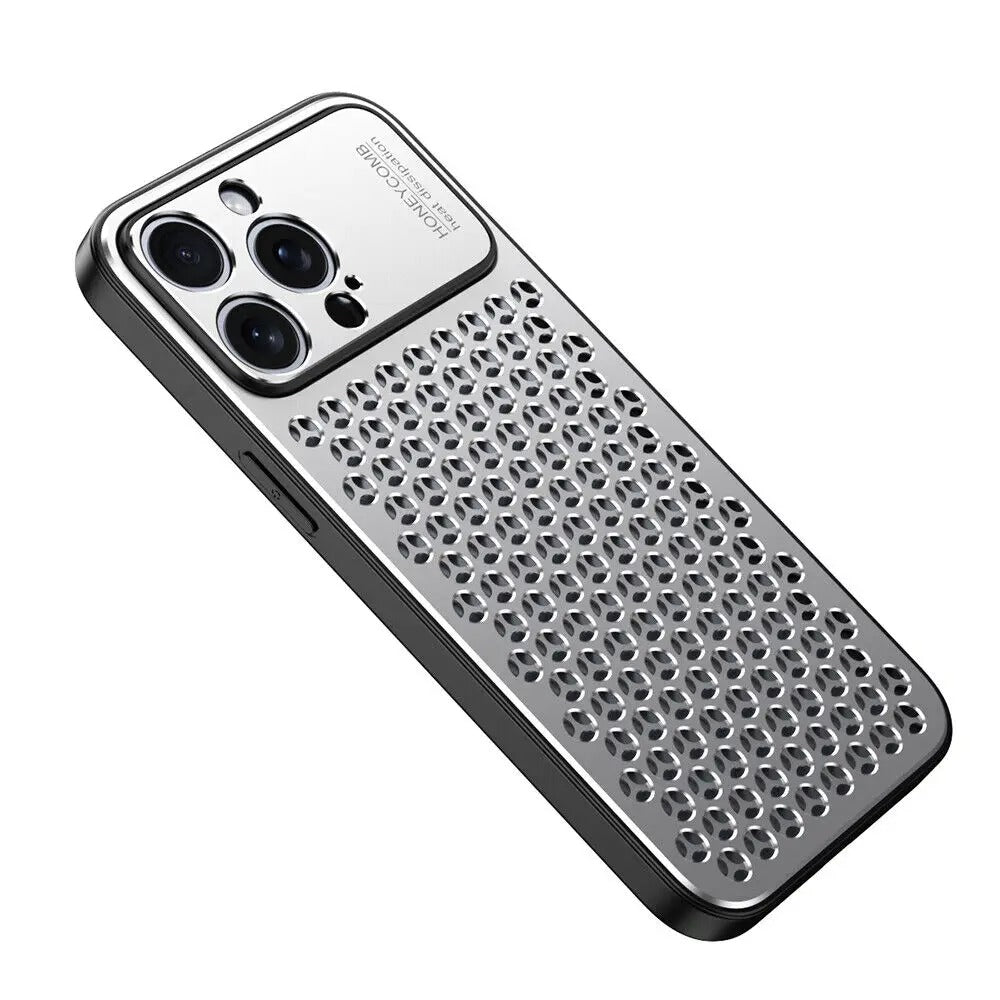 Premium iPhone Case Aluminum Alloy Metal Frame Breathable Back Protective Cover Ultra Thin Anti Scratch Anti Fingerprint Slim Lightweight Heat Dissipation