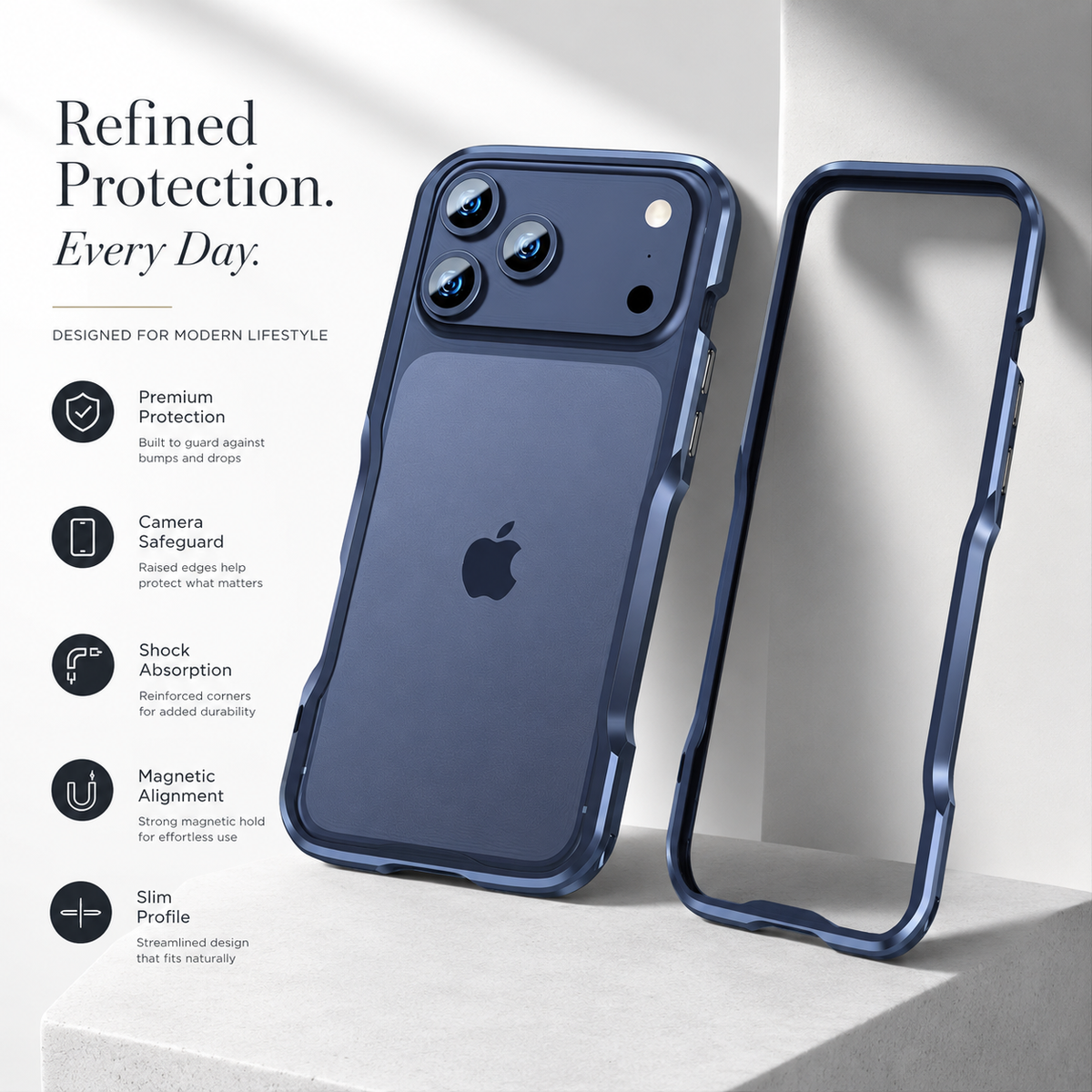 Premium iPhone Case Aluminum Alloy Multi Piece Bumper Shockproof Edge Protection Irregular Cut Metal Anti Scratch Non Slip Slim Lightweight Protective Frame