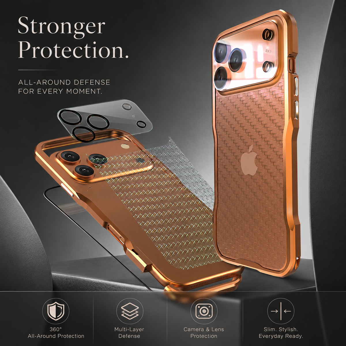 Premium iPhone Case Aluminum Alloy Multi Piece Bumper Shockproof Edge Protection Irregular Cut Metal Anti Scratch Non Slip Slim Lightweight Protective Frame