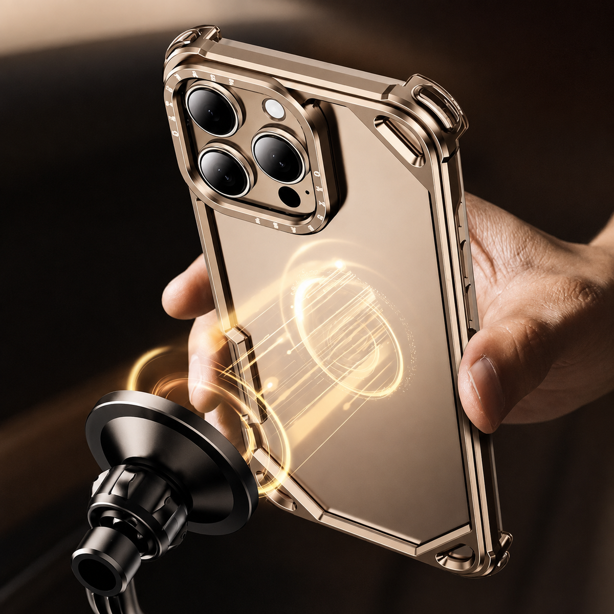 Premium iPhone Case Aluminum Alloy Ultra Thin Shockproof Protective Cover Wireless Charging Slim Lightweight Non Slip Minimalist Metal Frame Reinforced