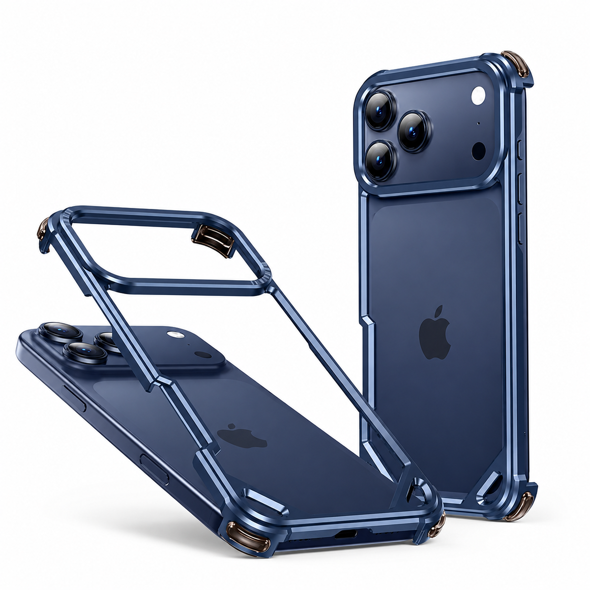 Premium iPhone Case Aluminum Alloy Ultra Thin Shockproof Protective Cover Wireless Charging Slim Lightweight Non Slip Minimalist Metal Frame Reinforced