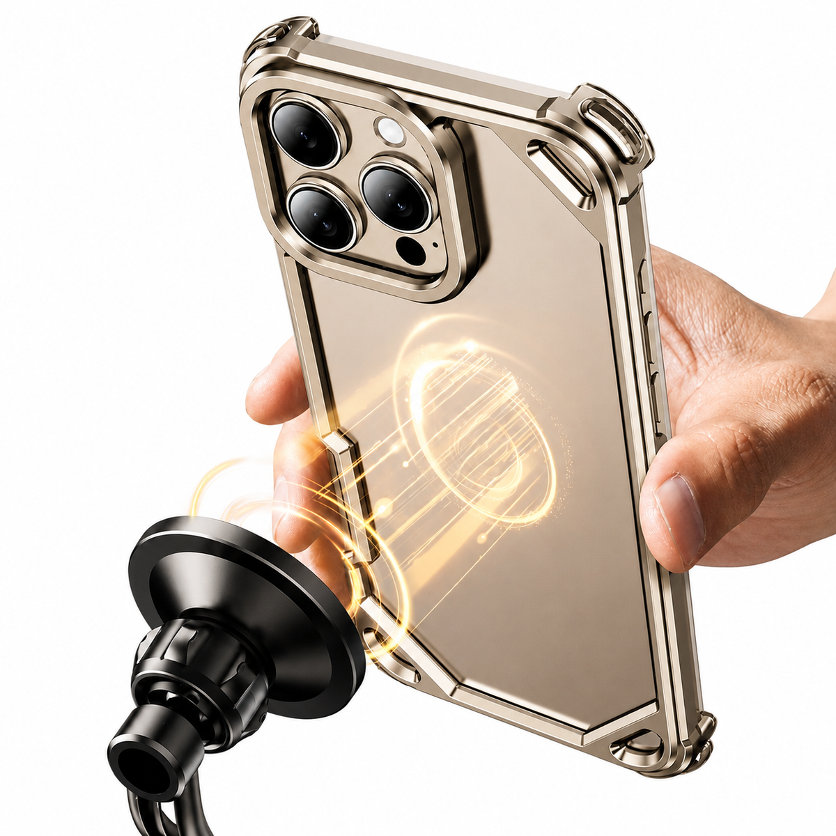 Premium iPhone Case Aluminum Alloy Ultra Thin Shockproof Protective Cover Wireless Charging Slim Lightweight Non Slip Minimalist Metal Frame Reinforced