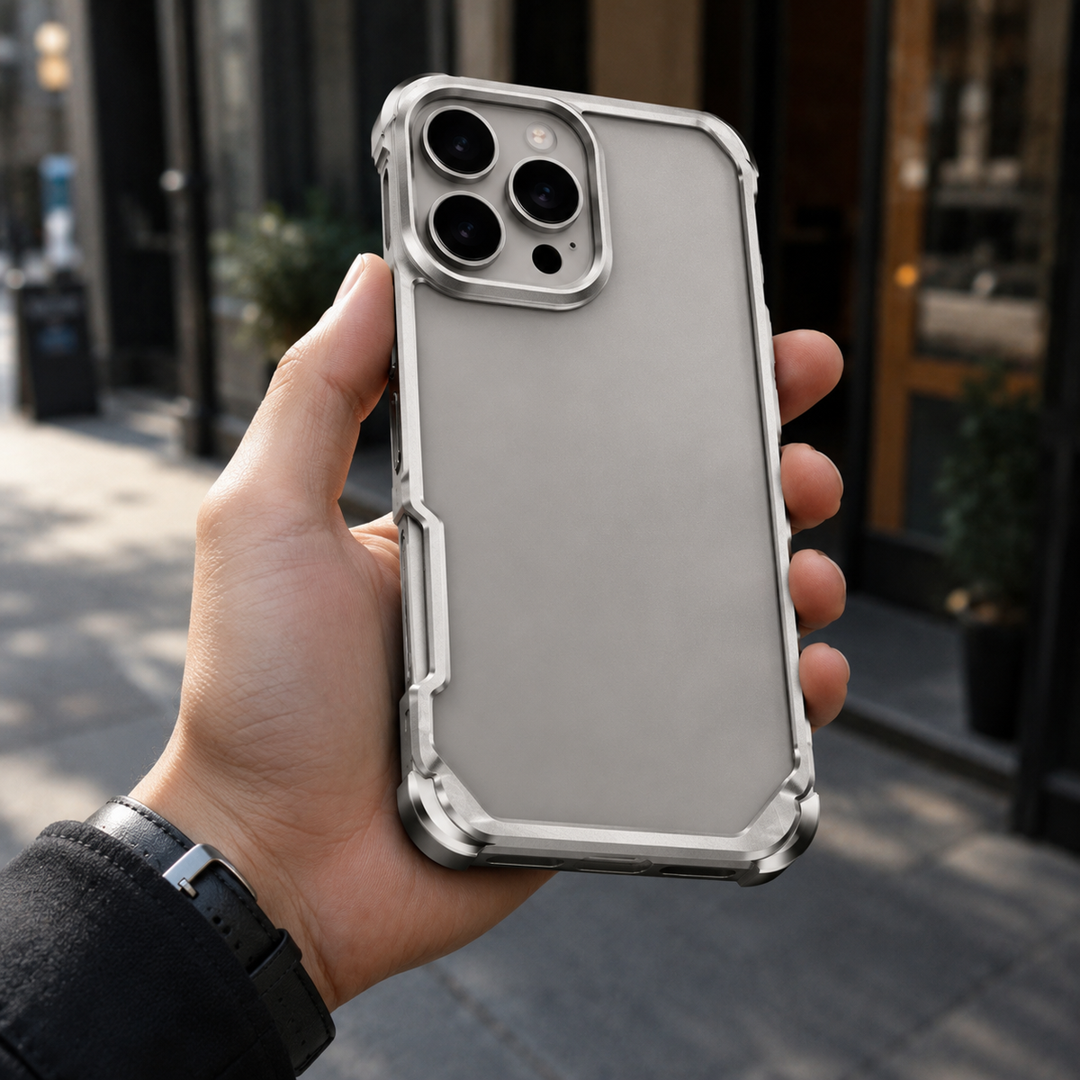 Premium iPhone Case Aluminum Alloy Ultra Thin Shockproof Protective Cover Wireless Charging Slim Lightweight Non Slip Minimalist Metal Frame Reinforced