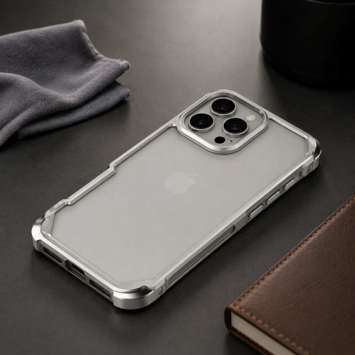 Premium iPhone Case Aluminum Alloy Ultra Thin Shockproof Protective Cover Wireless Charging Slim Lightweight Non Slip Minimalist Metal Frame Reinforced