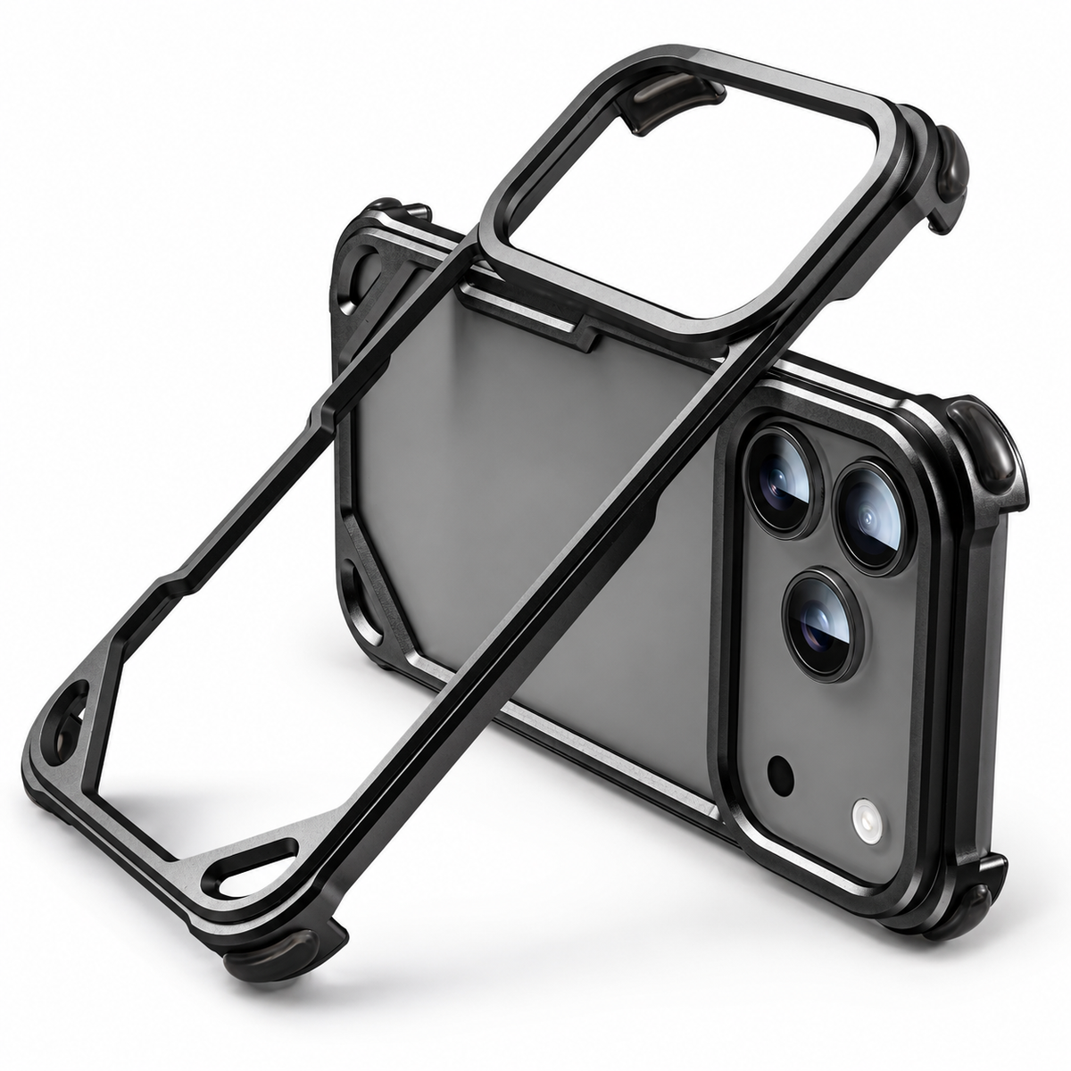 Premium iPhone Case Aluminum Alloy Ultra Thin Shockproof Protective Cover Wireless Charging Slim Lightweight Non Slip Minimalist Metal Frame Reinforced