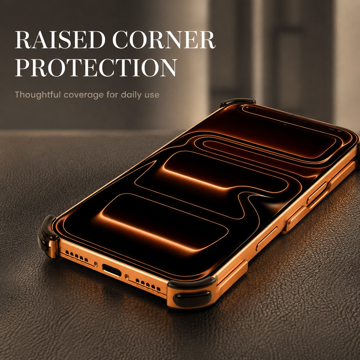 Premium iPhone Case Aluminum Metal Bumper Ultra Thin Shockproof Protective Cover Wireless Charging Slim Lightweight Minimalist Half Wrapped Edge Protection