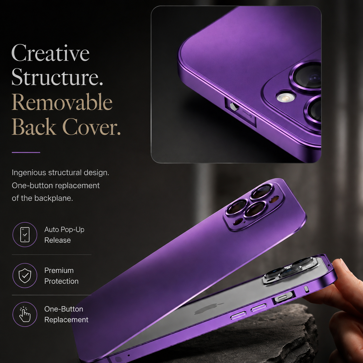 Premium iPhone Case Aluminum Metal Frame Protective Cover Shockproof Camera Lens Protection Wireless Charging Slim Lightweight PC Back Full Coverage