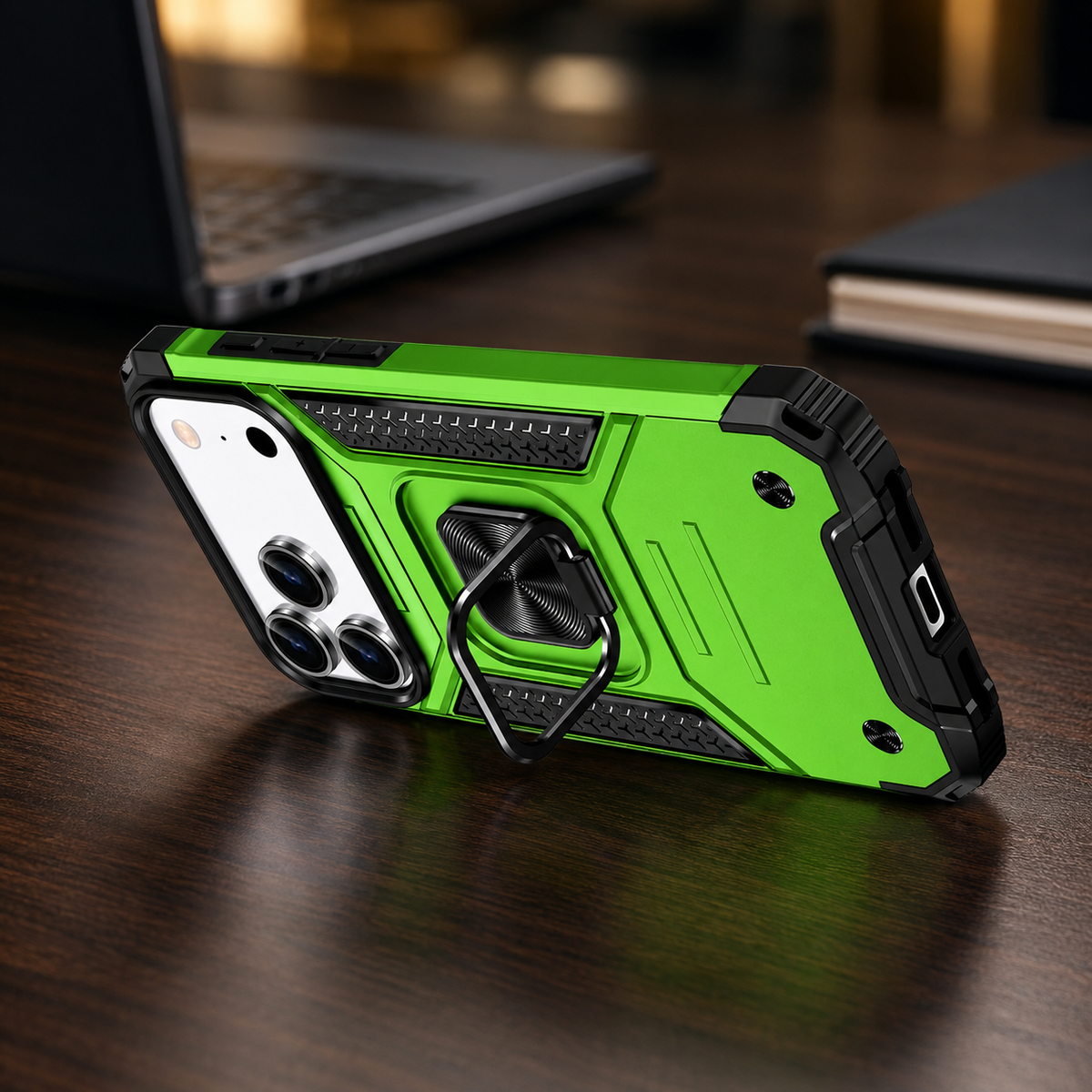 Premium iPhone Case Anti Drop Heavy Duty Ring Kickstand Shockproof Dual Layer Anti Scratch Non Slip Reinforced Protective Bracket Bumper Cover