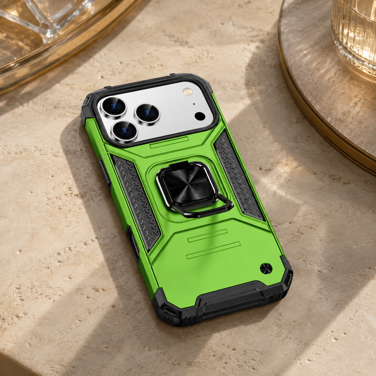 Premium iPhone Case Anti Drop Heavy Duty Ring Kickstand Shockproof Dual Layer Anti Scratch Non Slip Reinforced Protective Bracket Bumper Cover