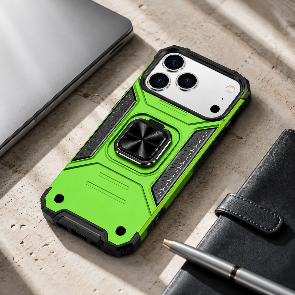 Premium iPhone Case Anti Drop Heavy Duty Ring Kickstand Shockproof Dual Layer Anti Scratch Non Slip Reinforced Protective Bracket Bumper Cover