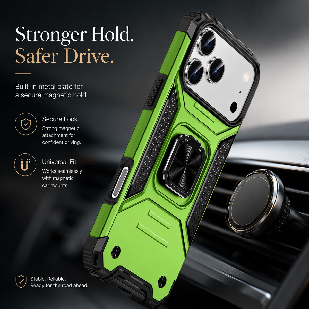 Premium iPhone Case Anti Drop Heavy Duty Ring Kickstand Shockproof Dual Layer Anti Scratch Non Slip Reinforced Protective Bracket Bumper Cover