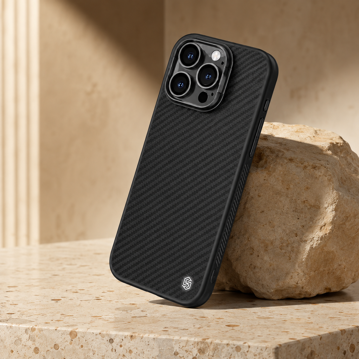 Premium iPhone Case Aramid Fiber Kevlar 600D Half Wrapped Cover with MagSafe Invisible Camera Ring Stand Shockproof Anti Fingerprint Design