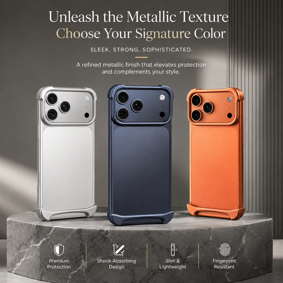 Premium iPhone Case Aviation Aluminum Frameless Metal Bumper Shockproof Borderless Ultra Slim Minimalist Lightweight Reinforced Edge Protective Cover