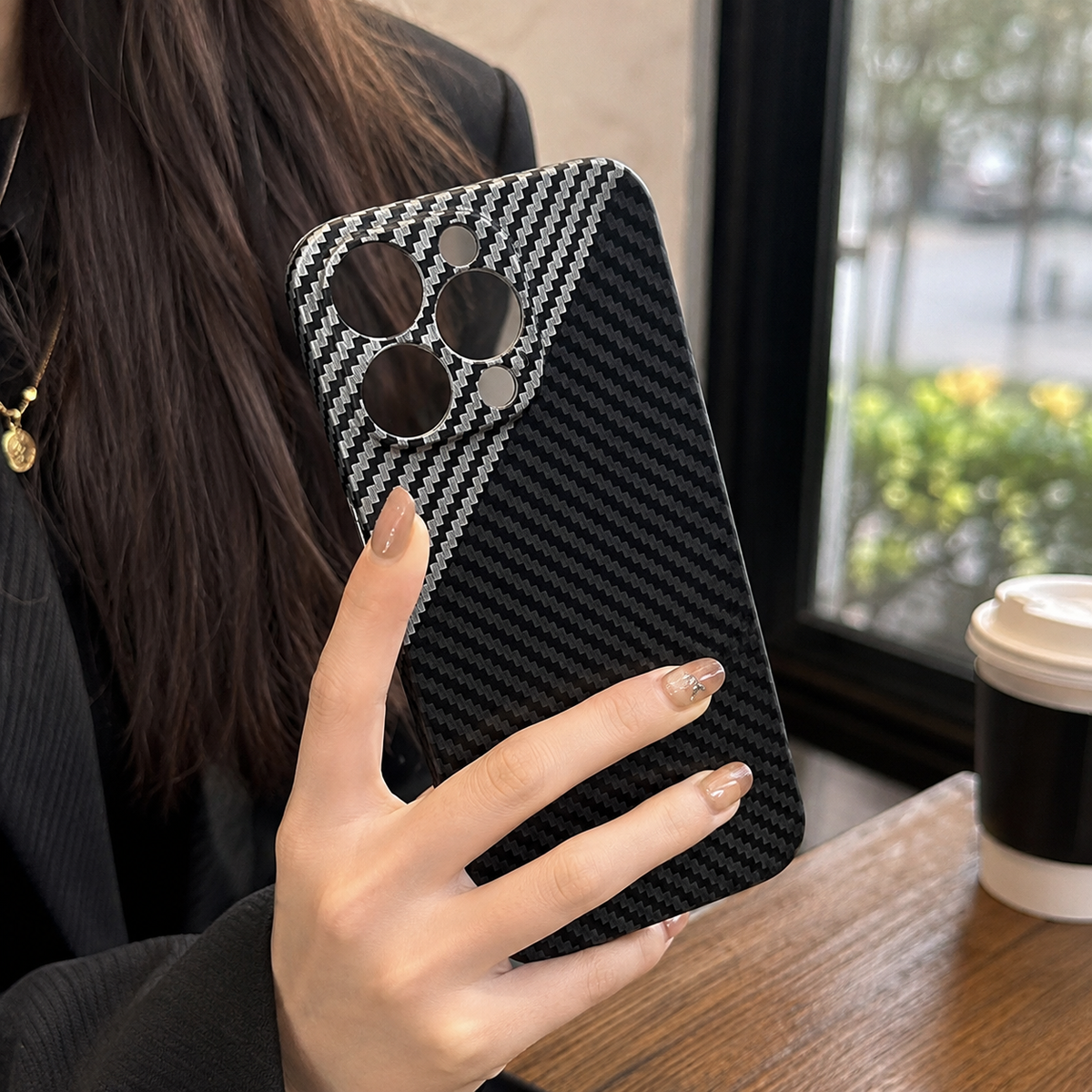 Premium iPhone Case Carbon Fiber Ultra Thin Matte Protective Cover Camera Lens Protection Anti Fingerprint Anti Scratch Lightweight Non Slip Slim
