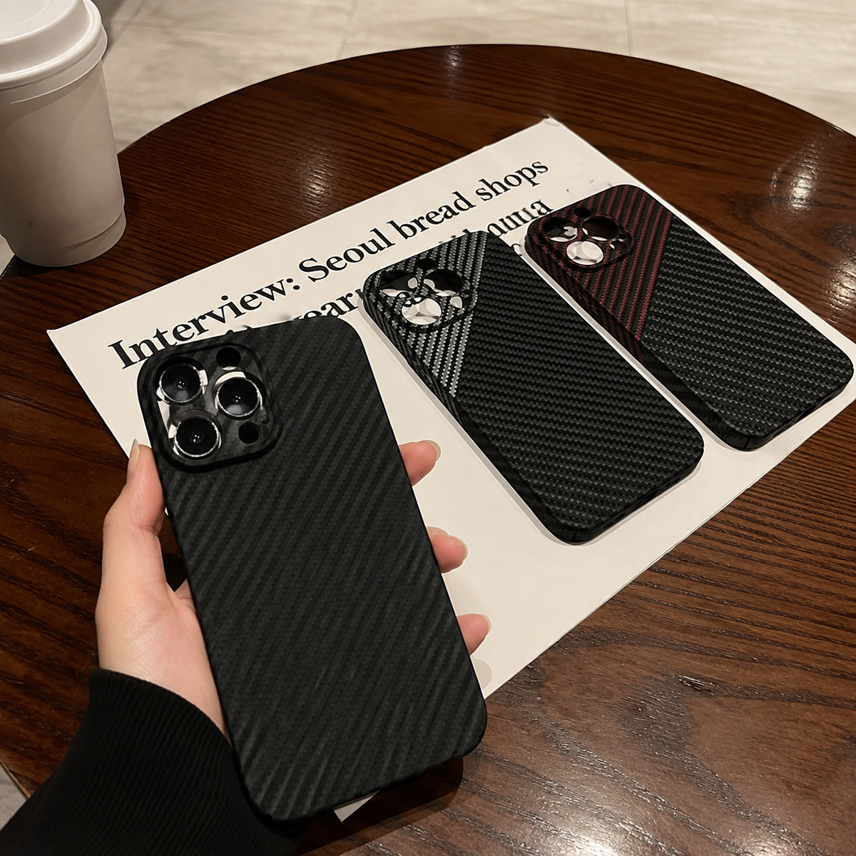 Premium iPhone Case Carbon Fiber Ultra Thin Matte Protective Cover Camera Lens Protection Anti Fingerprint Anti Scratch Lightweight Non Slip Slim