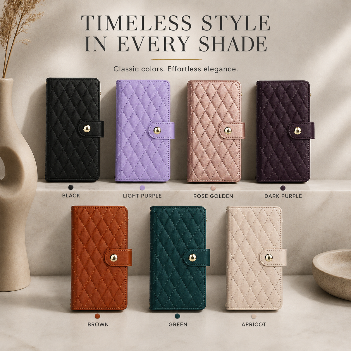 Premium iPhone Case Chain Zipper Wallet Flip Cover 6 Card Slots Magnetic Closure Shockproof Leather Protection Full Coverage Slim Stand Design