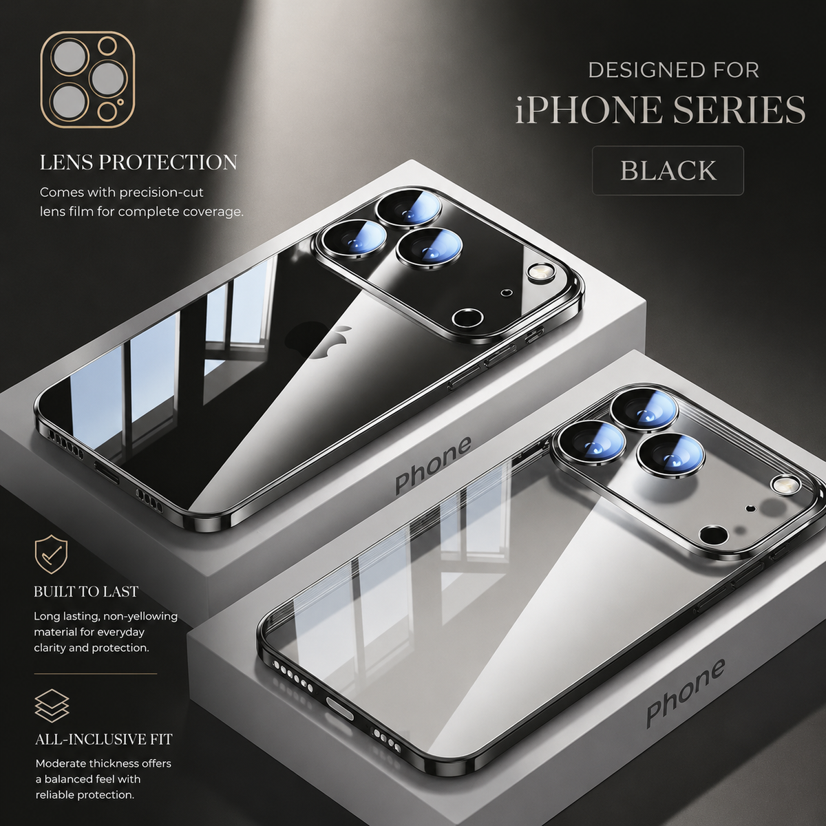Premium iPhone Case Clear TPU Ultra Thin Protective Cover Camera Lens Protection Shockproof Anti Scratch Anti Fingerprint Transparent Slim Non Slip