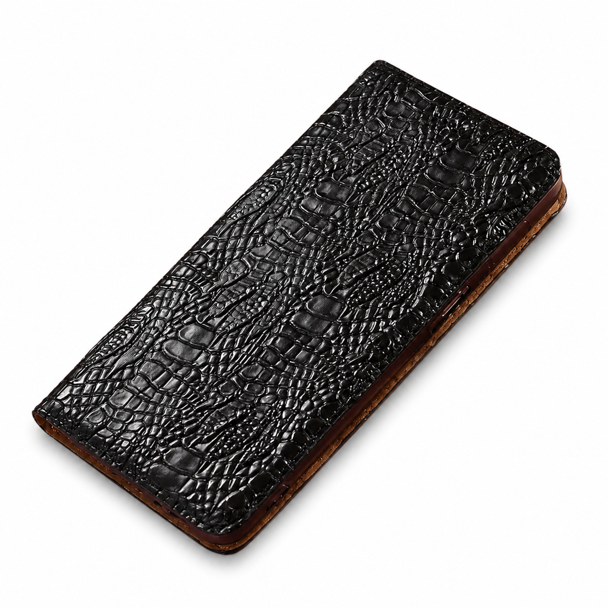 Premium iPhone Case Crocodile Texture Genuine Leather Flip Cover Card Pocket Non Slip Shockproof Full Protection Slim Elegant Magnetic Closure Design