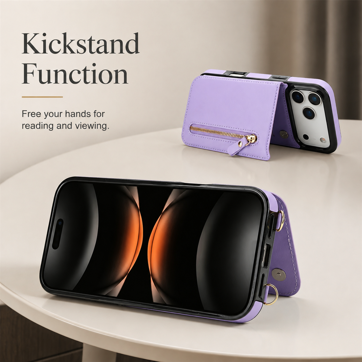Premium iPhone Case Crossbody Leather RFID Wallet Card Holder Zipper Pocket Lanyard Shockproof Protective Cover Anti Fingerprint Anti Scratch Secure Storage