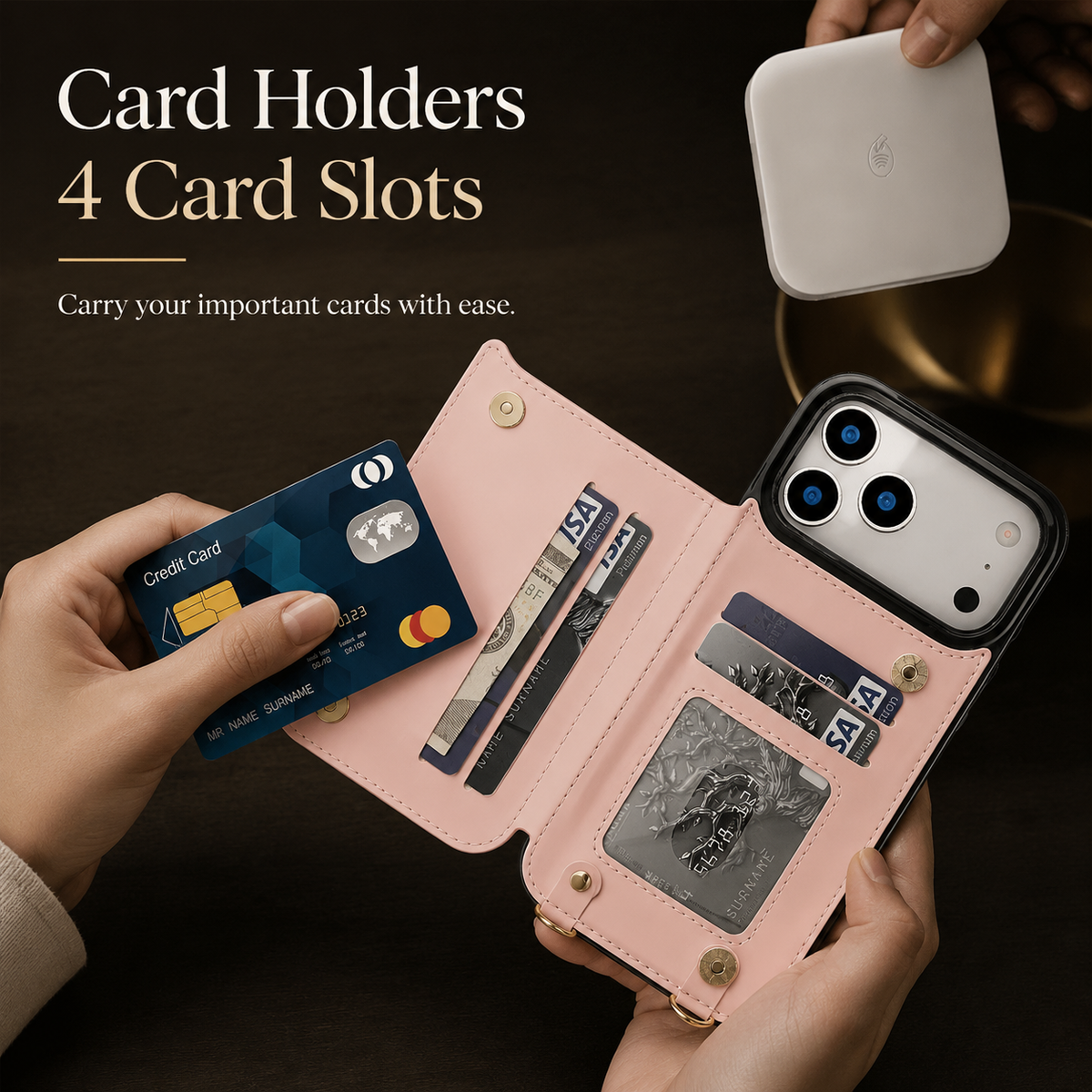 Premium iPhone Case Crossbody Leather RFID Wallet Card Holder Zipper Pocket Lanyard Shockproof Protective Cover Anti Fingerprint Anti Scratch Secure Storage