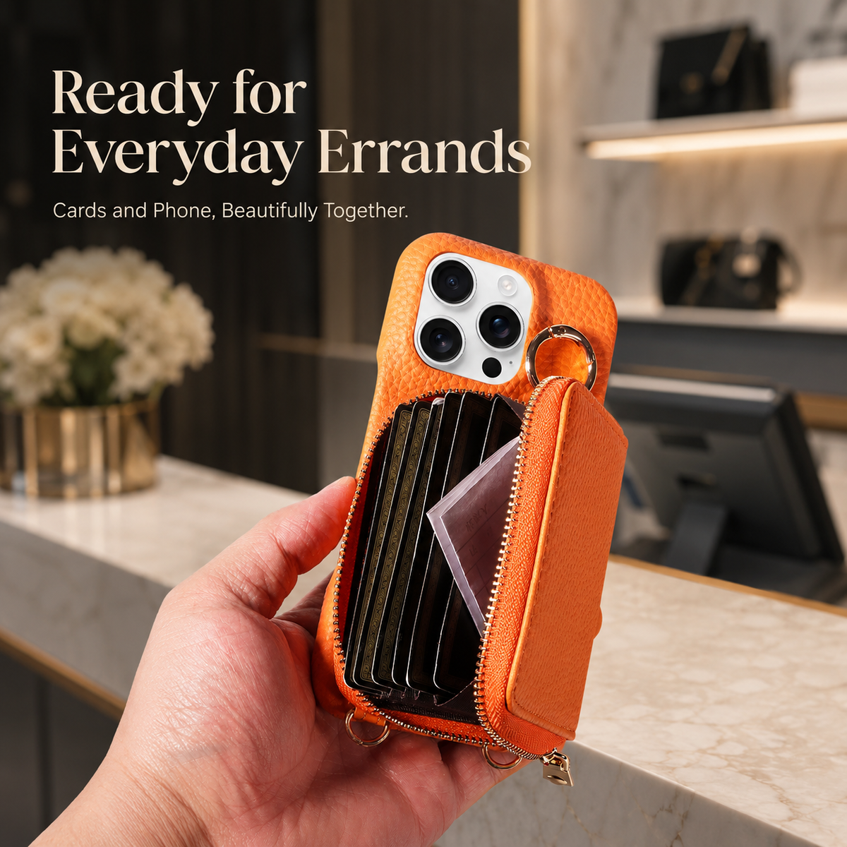 Premium iPhone Case Crossbody Leather Wallet Card Holder Ring Kickstand Lanyard Shockproof Protective Cover Anti Scratch Non Slip Slim Secure Storage