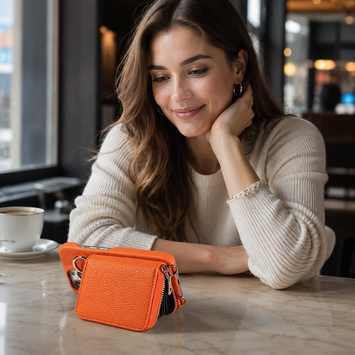 Premium iPhone Case Crossbody Leather Wallet Card Holder Ring Kickstand Lanyard Shockproof Protective Cover Anti Scratch Non Slip Slim Secure Storage