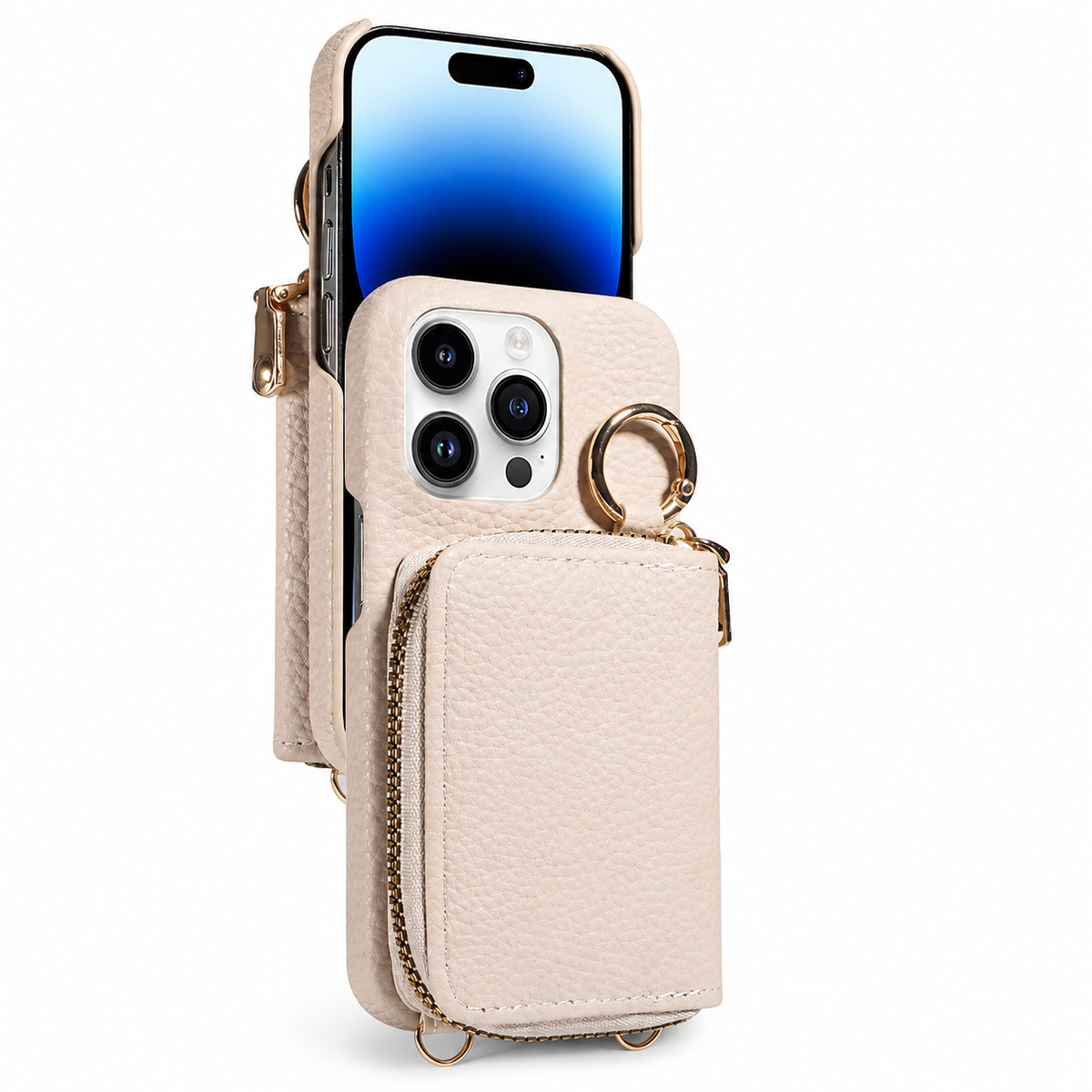 Premium iPhone Case Crossbody Leather Wallet Card Holder Ring Kickstand Lanyard Shockproof Protective Cover Anti Scratch Non Slip Slim Secure Storage