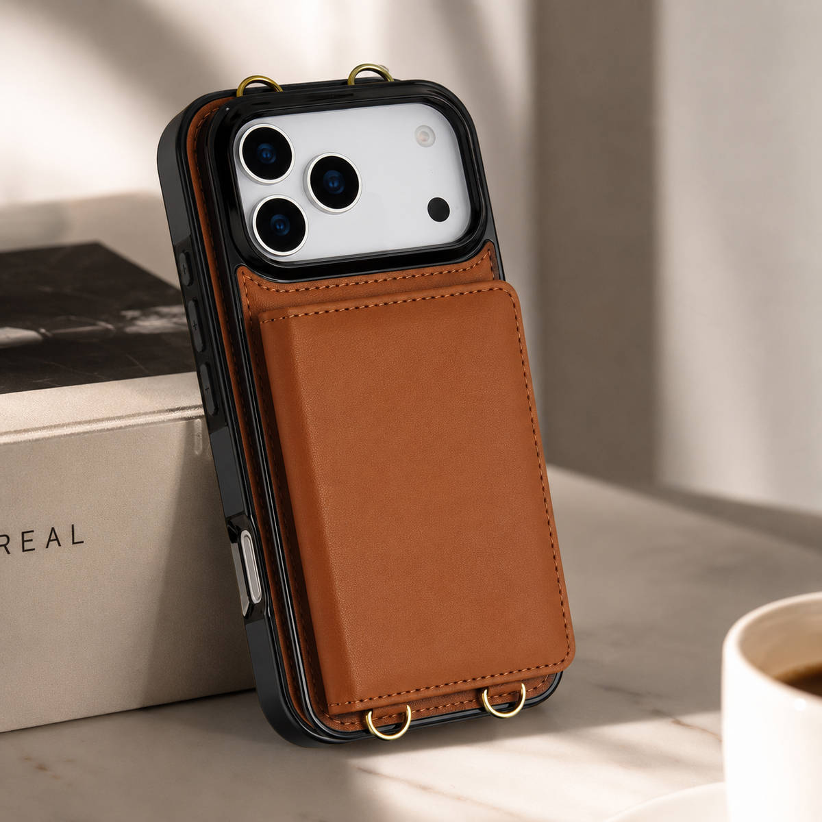 Premium iPhone Case Crossbody Leather Wallet RFID Card Holder Strap Pocket Kickstand Protective Flip Cover Shockproof Storage Phone Case