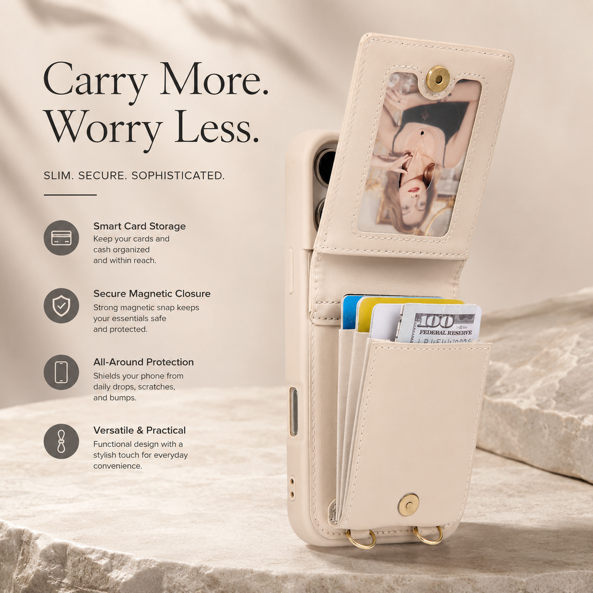 Premium iPhone Case Crossbody PU Leather Flip Wallet Card Holder Lanyard Stand Storage Shockproof Protective Cover Slim Travel Phone Case Design Cover