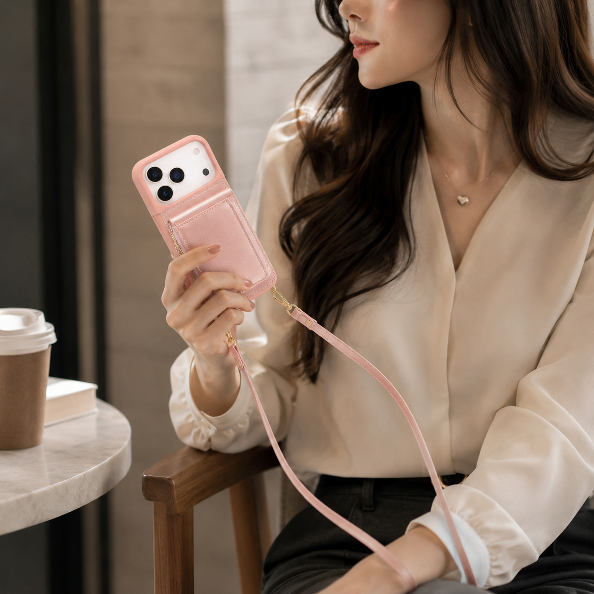 Premium iPhone Case Crossbody PU Leather Flip Wallet Card Holder Lanyard Stand Storage Shockproof Protective Cover Slim Travel Phone Case Design Cover