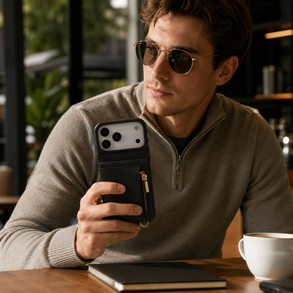 Premium iPhone Case Crossbody PU Leather Flip Wallet Card Holder Lanyard Stand Storage Shockproof Protective Cover Slim Travel Phone Case Design Cover