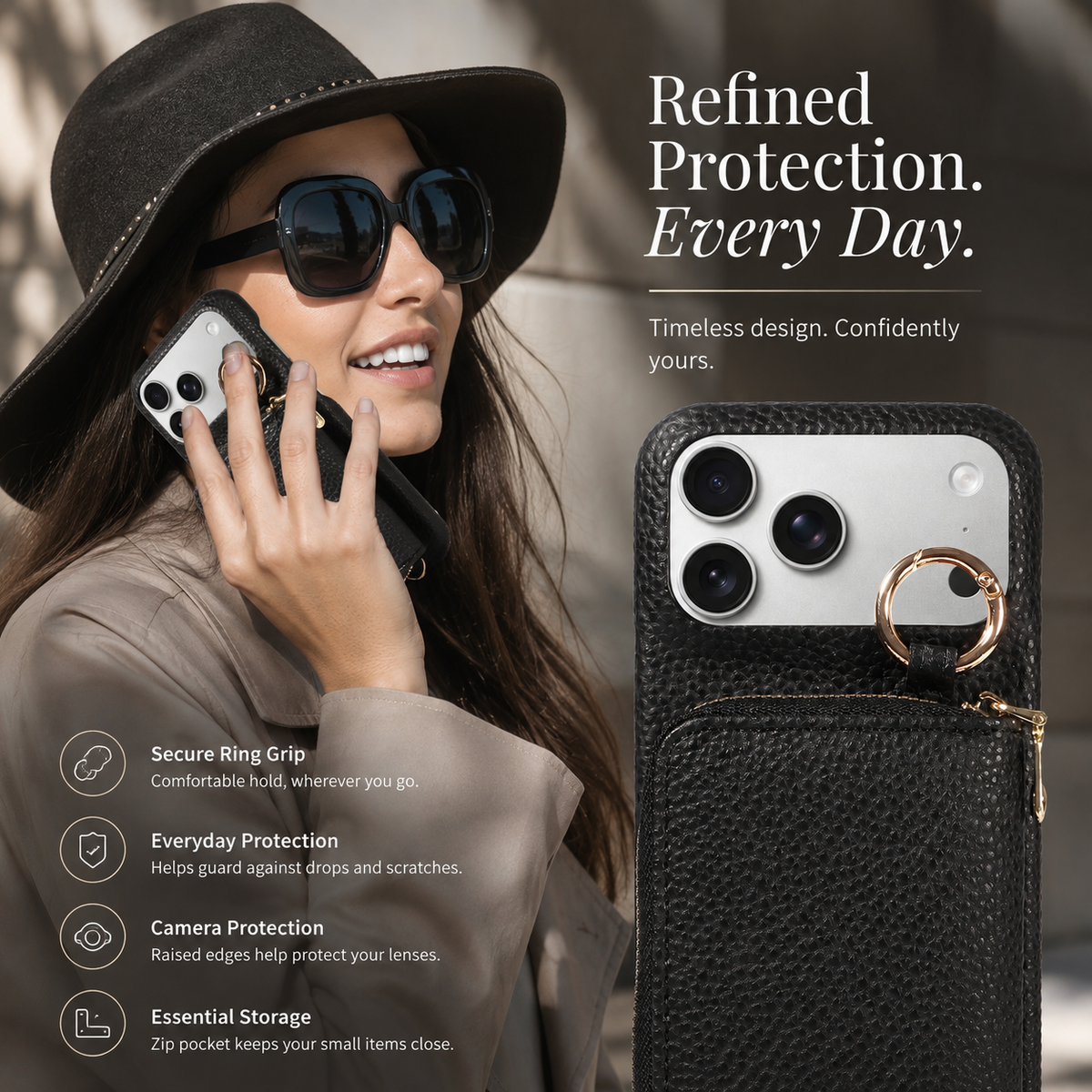 Premium iPhone Case Crossbody PU Leather Wallet Card Holder Shockproof Protective Cover Strap Storage Slim Business Soft Touch Phone Case