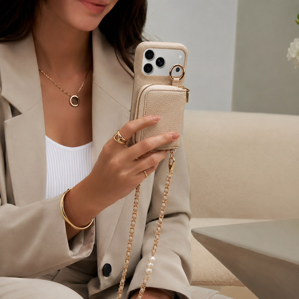 Premium iPhone Case Crossbody PU Leather Wallet Card Holder Shockproof Protective Cover Strap Storage Slim Business Soft Touch Phone Case