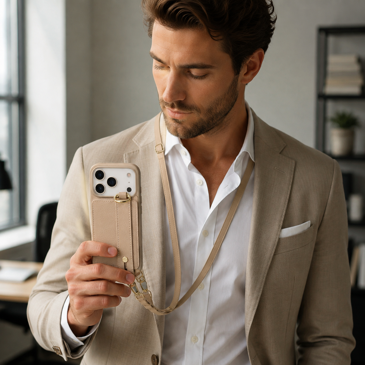 Premium iPhone Case Crossbody PU Leather Wallet Cash Card Holder Mirror Kickstand Lanyard Shockproof Storage Non Slip Protective Phone Cover Case