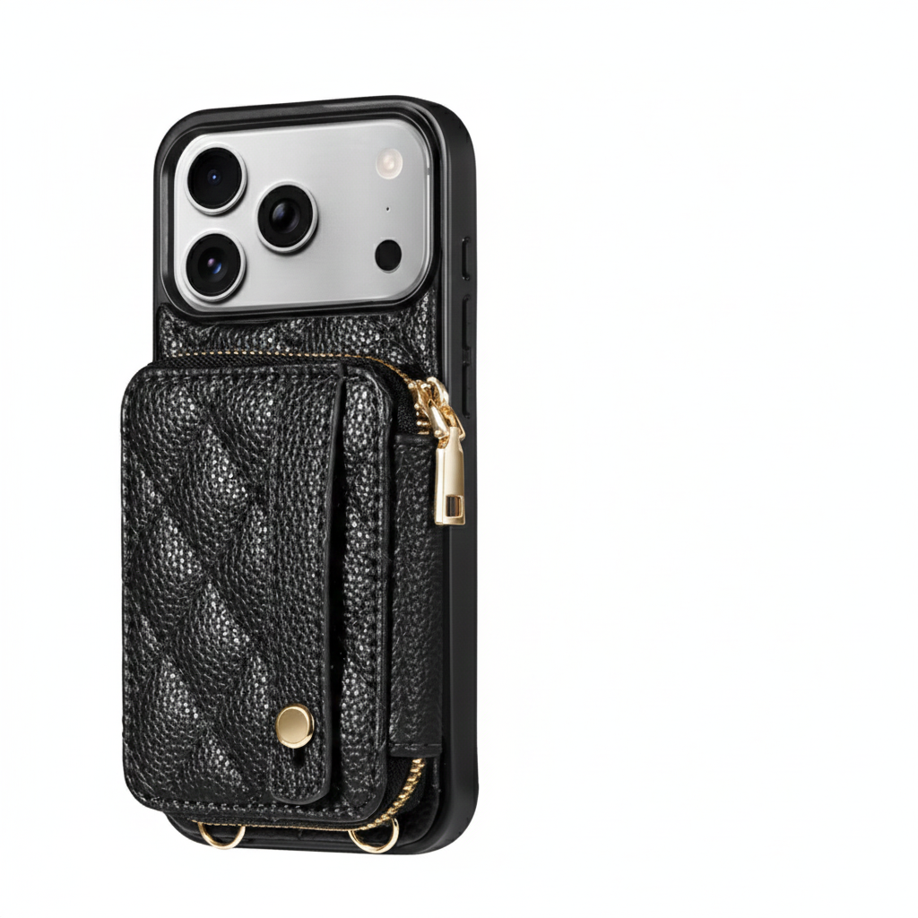 Premium iPhone Case Crossbody RFID Wallet PU Leather Card Holder Wrist Strap Protective Pouch Shockproof Anti Scratch Secure Storage Full Coverage