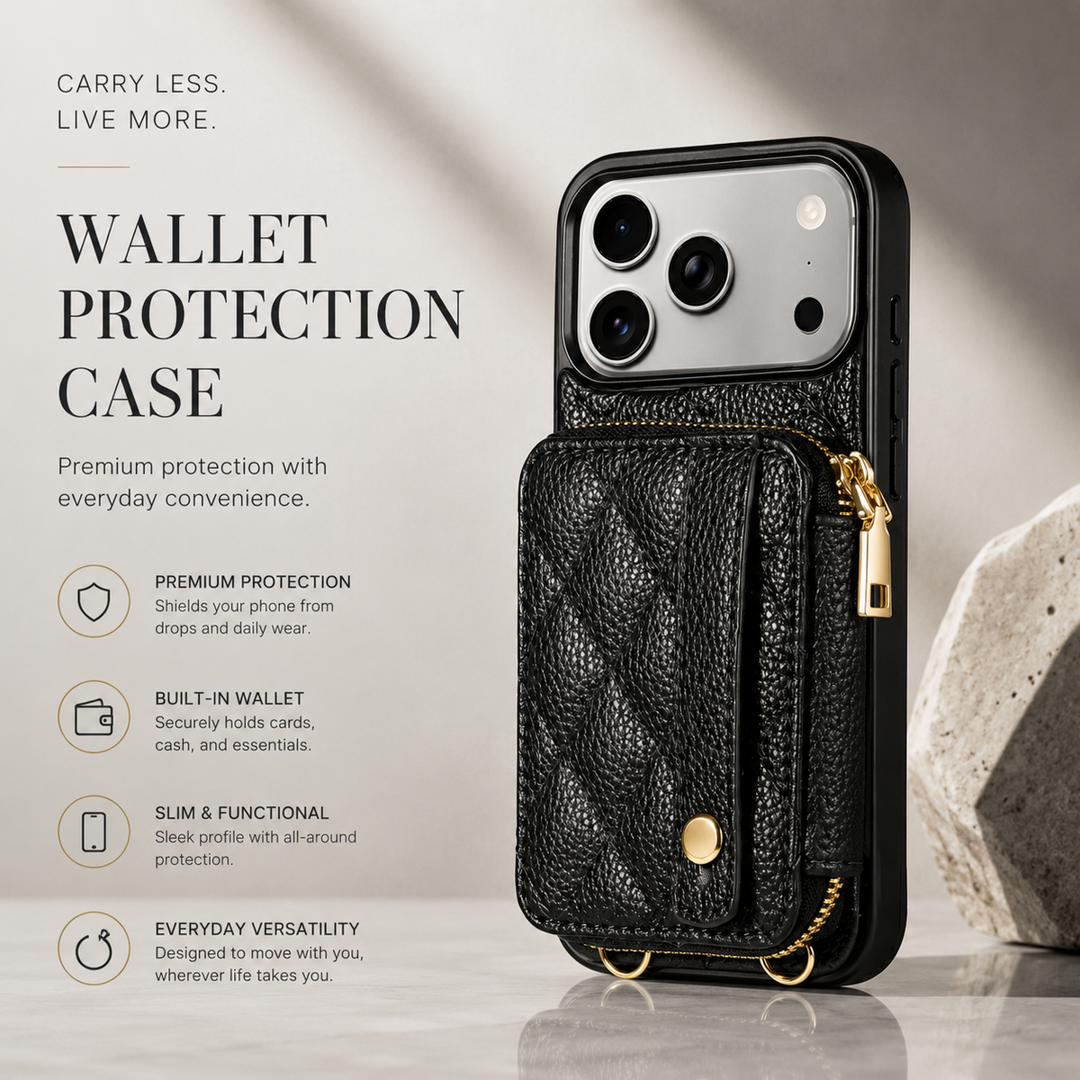 Premium iPhone Case Crossbody RFID Wallet PU Leather Card Holder Wrist Strap Protective Pouch Shockproof Anti Scratch Secure Storage Full Coverage