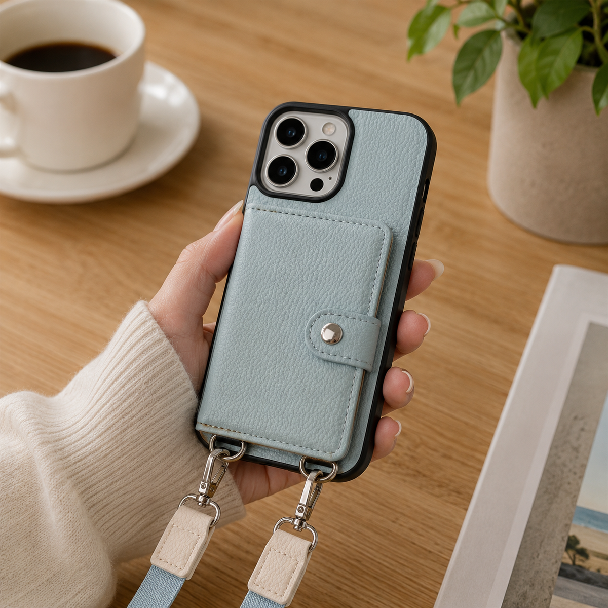 Premium iPhone Case Crossbody Wallet Cover PU Leather Card Holder Coin Pocket RFID Protection Magnetic Closure Shoulder Strap Shockproof Full Protection Slim Design
