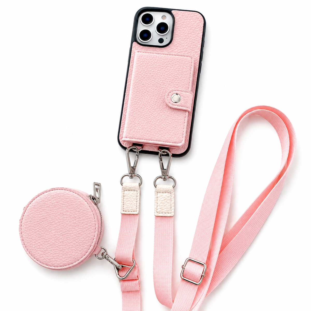 Premium iPhone Case Crossbody Wallet Cover PU Leather Card Holder Coin Pocket RFID Protection Magnetic Closure Shoulder Strap Shockproof Full Protection Slim Design